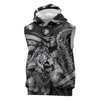Personalised Maori Romantic Valentine Sleeveless Hoodie The Hongi Kiss Black Galaxy DT05 Black - Polynesian Pride
