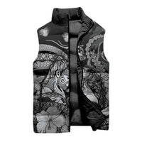 Personalised Maori Romantic Valentine Sleeveless Puffer Jacket The Hongi Kiss Black Galaxy