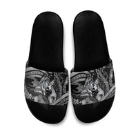 Maori Romantic Valentine Slide Sandals The Hongi Kiss Black Galaxy DT05 Black - Polynesian Pride