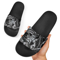 Maori Romantic Valentine Slide Sandals The Hongi Kiss Black Galaxy DT05 - Polynesian Pride