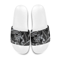 Maori Romantic Valentine Slide Sandals The Hongi Kiss Black Galaxy DT05 Black - Polynesian Pride