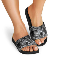Maori Romantic Valentine Slide Sandals The Hongi Kiss Black Galaxy DT05 - Polynesian Pride