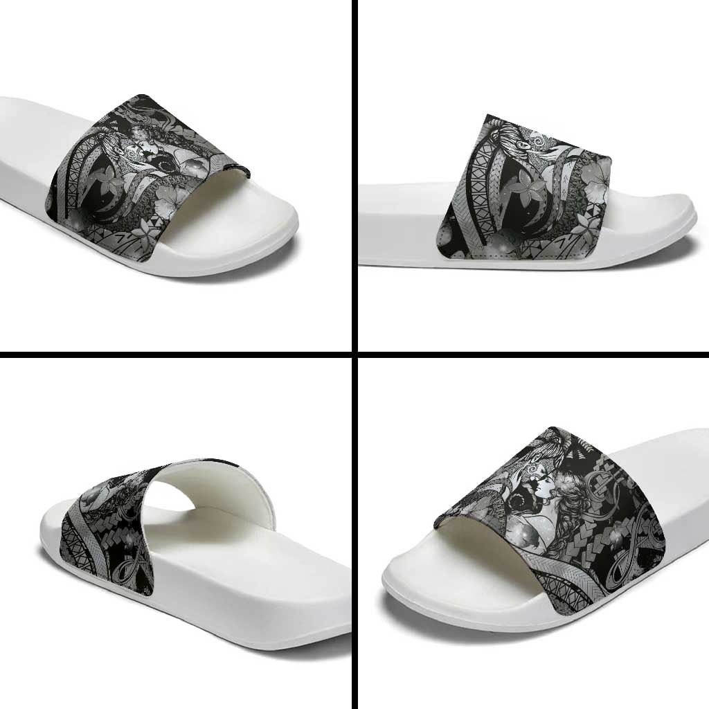 Maori Romantic Valentine Slide Sandals The Hongi Kiss Black Galaxy DT05 - Polynesian Pride
