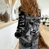 Personalised Maori Romantic Valentine Women Casual Shirt The Hongi Kiss Black Galaxy DT05 - Polynesian Pride
