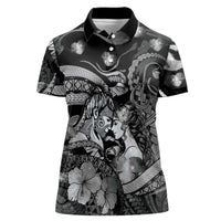 Personalised Maori Romantic Valentine Women Polo Shirt The Hongi Kiss Black Galaxy
