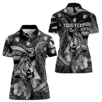 Personalised Maori Romantic Valentine Women Polo Shirt The Hongi Kiss Black Galaxy