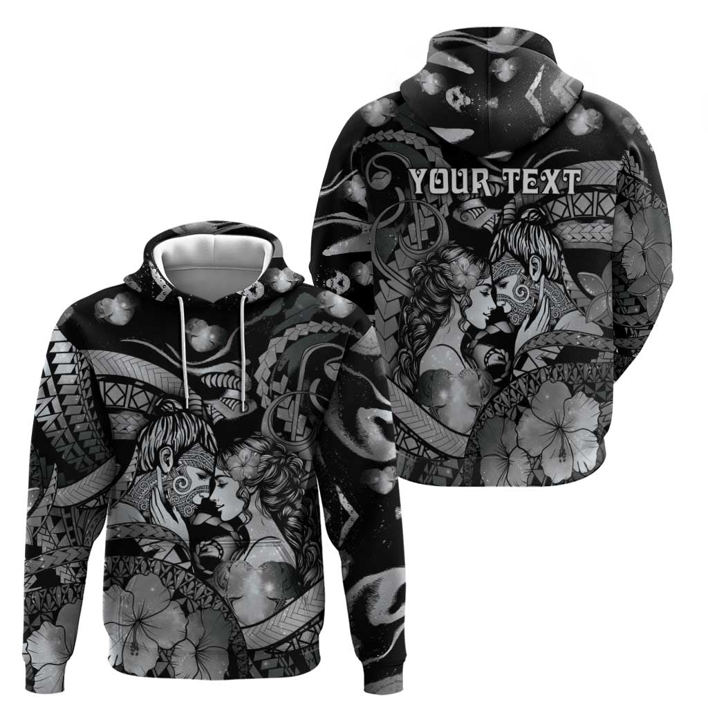 Personalised Maori Romantic Valentine Zip Hoodie The Hongi Kiss Black Galaxy