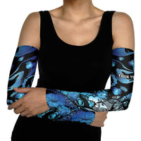Personalised Maori Romantic Valentine Arm Sleeves The Hongi Kiss Blue Galaxy