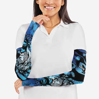 Personalised Maori Romantic Valentine Arm Sleeves The Hongi Kiss Blue Galaxy
