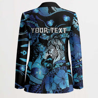 Personalised Maori Romantic Valentine Blazer The Hongi Kiss Blue Galaxy
