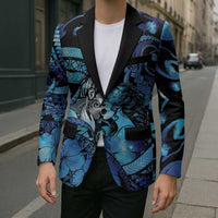 Personalised Maori Romantic Valentine Blazer The Hongi Kiss Blue Galaxy