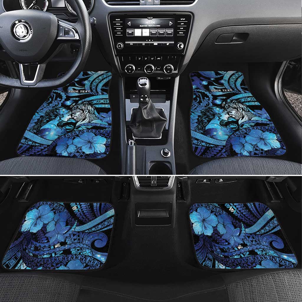 Personalised Maori Romantic Valentine Car Mats The Hongi Kiss Blue Galaxy DT05 Set 4pcs Blue - Polynesian Pride