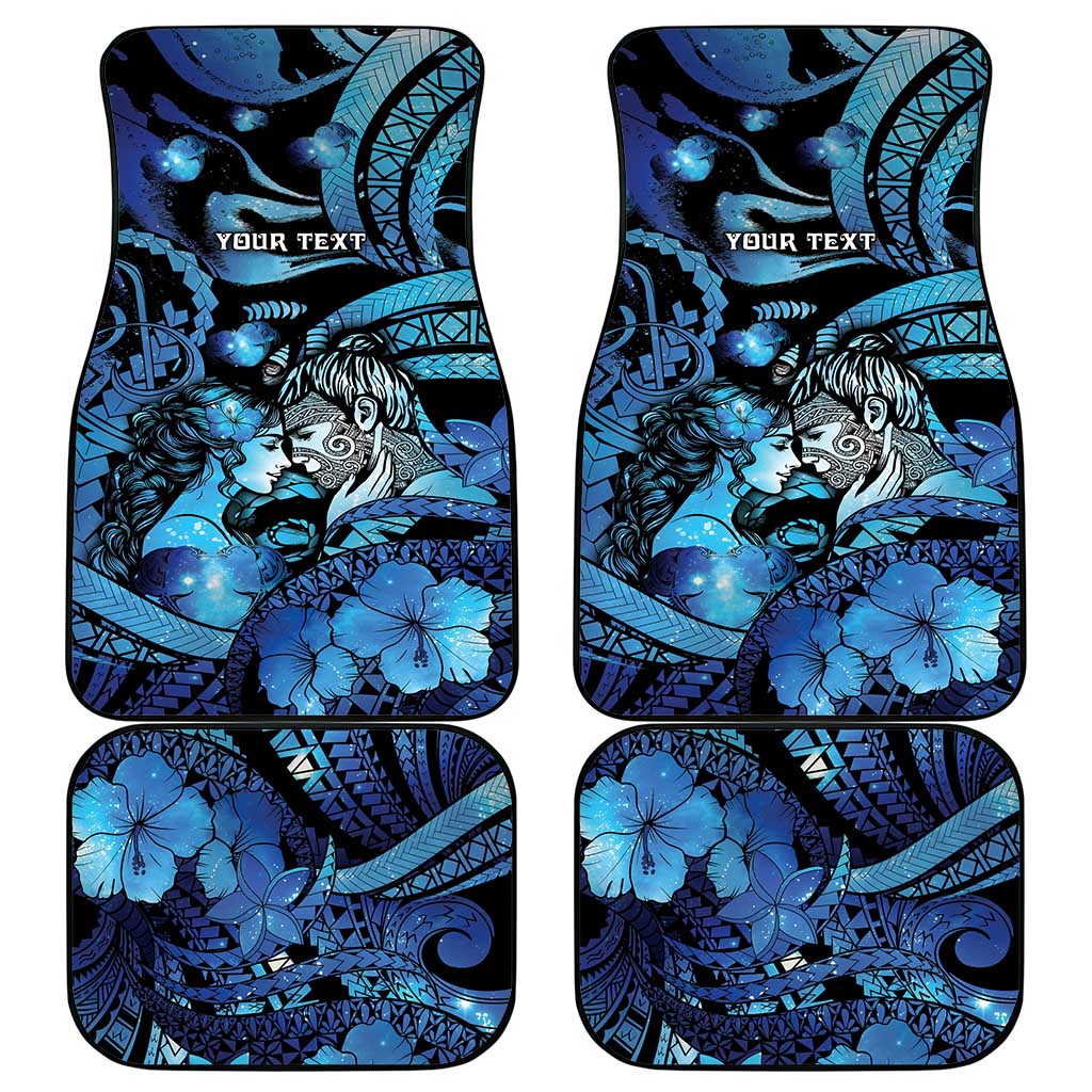 Personalised Maori Romantic Valentine Car Mats The Hongi Kiss Blue Galaxy DT05 - Polynesian Pride