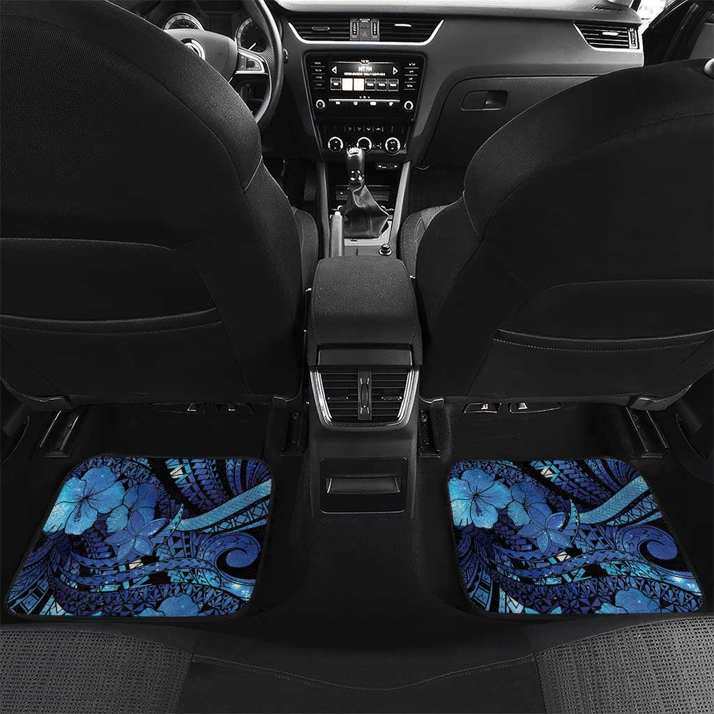 Personalised Maori Romantic Valentine Car Mats The Hongi Kiss Blue Galaxy DT05 Set 2pcs - Back Blue - Polynesian Pride