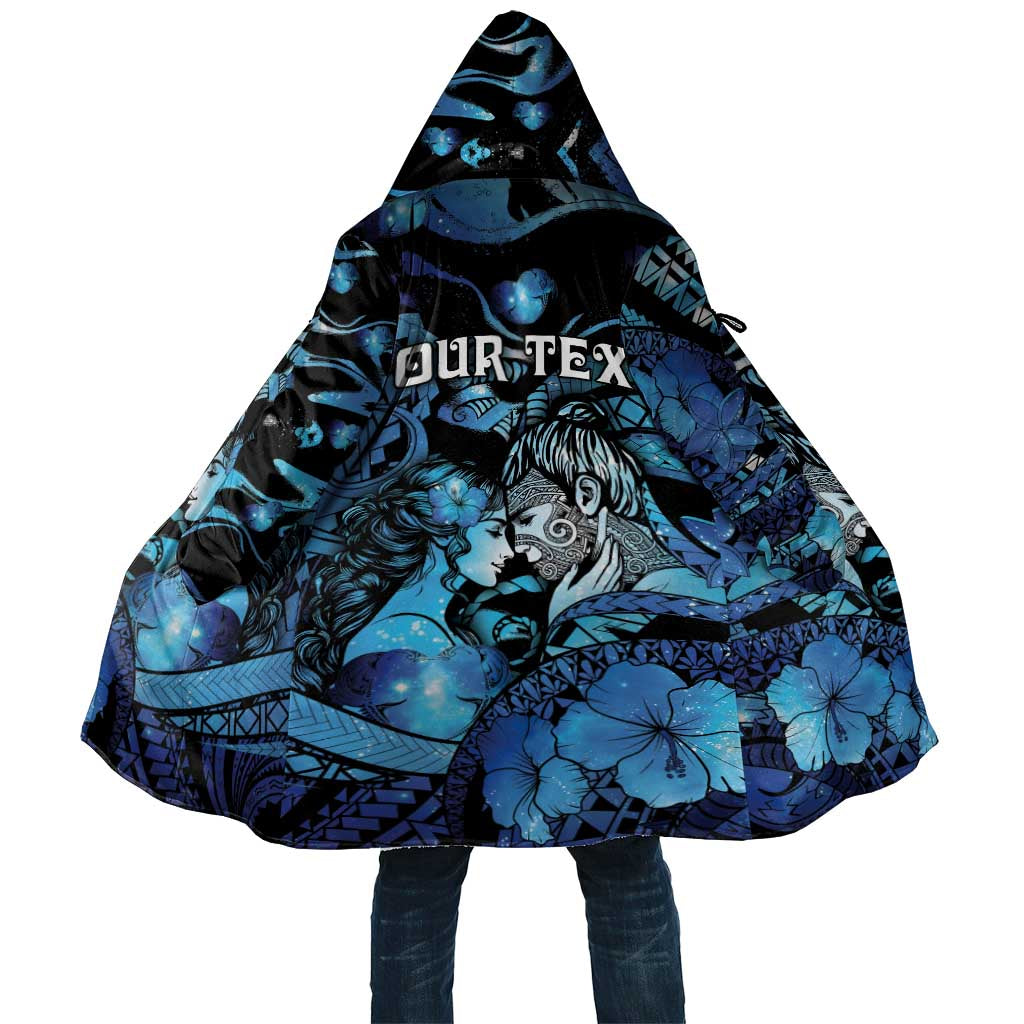 Personalised Maori Romantic Valentine Cloak The Hongi Kiss Blue Galaxy
