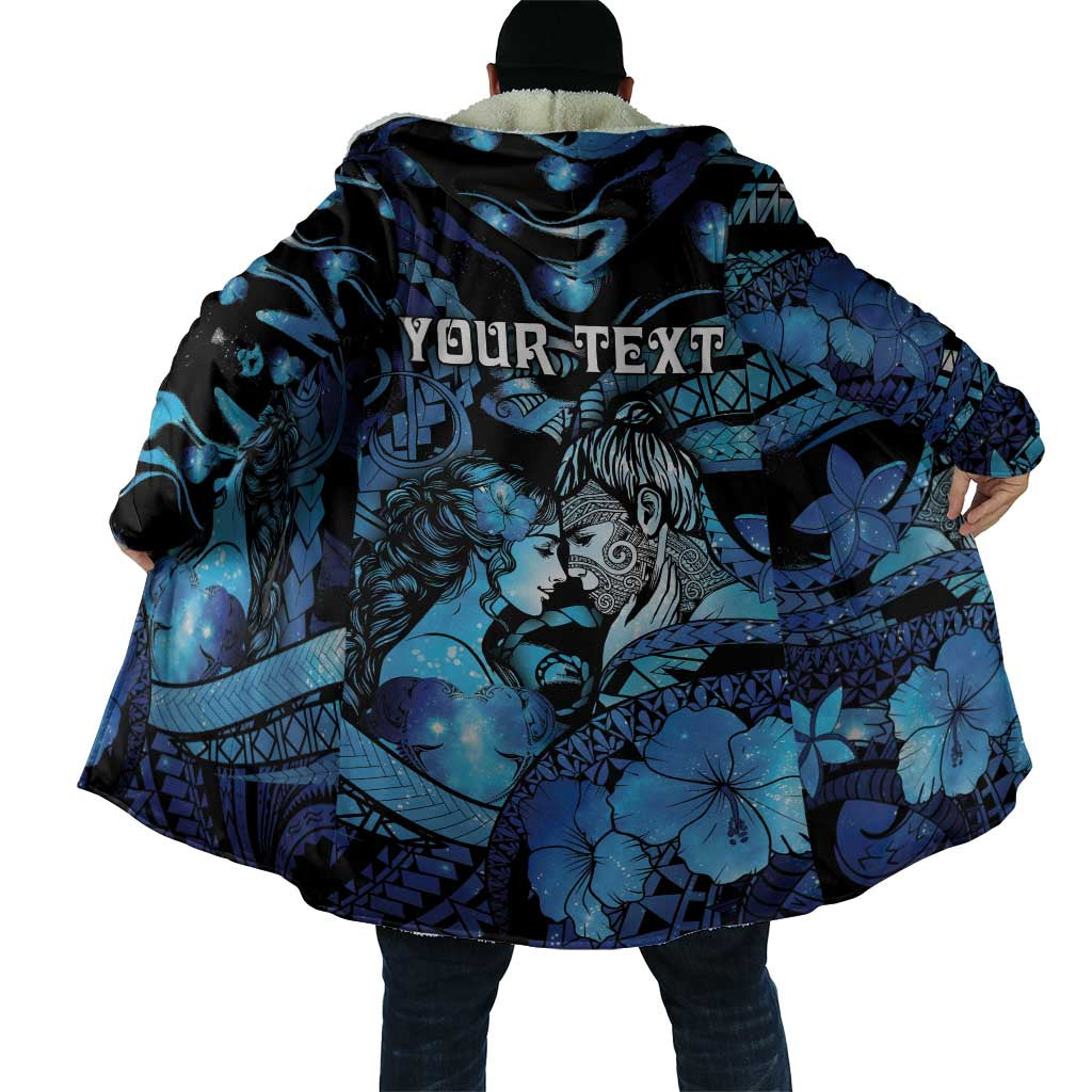 Personalised Maori Romantic Valentine Cloak The Hongi Kiss Blue Galaxy