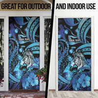 Personalised Maori Romantic Valentine Door Cover The Hongi Kiss Blue Galaxy