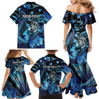 Personalised Maori Romantic Valentine Family Matching Mermaid Dress and Hawaiian Shirt The Hongi Kiss Blue Galaxy