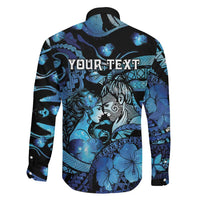 Personalised Maori Romantic Valentine Family Matching Mermaid Dress and Hawaiian Shirt The Hongi Kiss Blue Galaxy