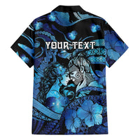 Personalised Maori Romantic Valentine Family Matching Summer Maxi Dress and Hawaiian Shirt The Hongi Kiss Blue Galaxy DT05 - Polynesian Pride