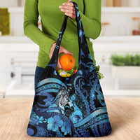 Maori Romantic Valentine Grocery Bag The Hongi Kiss Blue Galaxy DT05 - Polynesian Pride