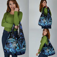 Maori Romantic Valentine Grocery Bag The Hongi Kiss Blue Galaxy DT05 - Polynesian Pride