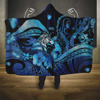 Maori Romantic Valentine Hooded Blanket The Hongi Kiss Blue Galaxy
