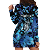 Personalised Maori Romantic Valentine Hoodie Dress The Hongi Kiss Blue Galaxy DT05 - Polynesian Pride