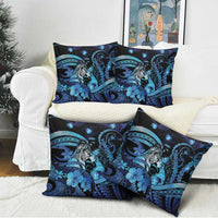 Maori Romantic Valentine Pillow Cover The Hongi Kiss Blue Galaxy