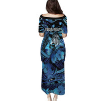 Personalised Maori Romantic Valentine Puletasi The Hongi Kiss Blue Galaxy