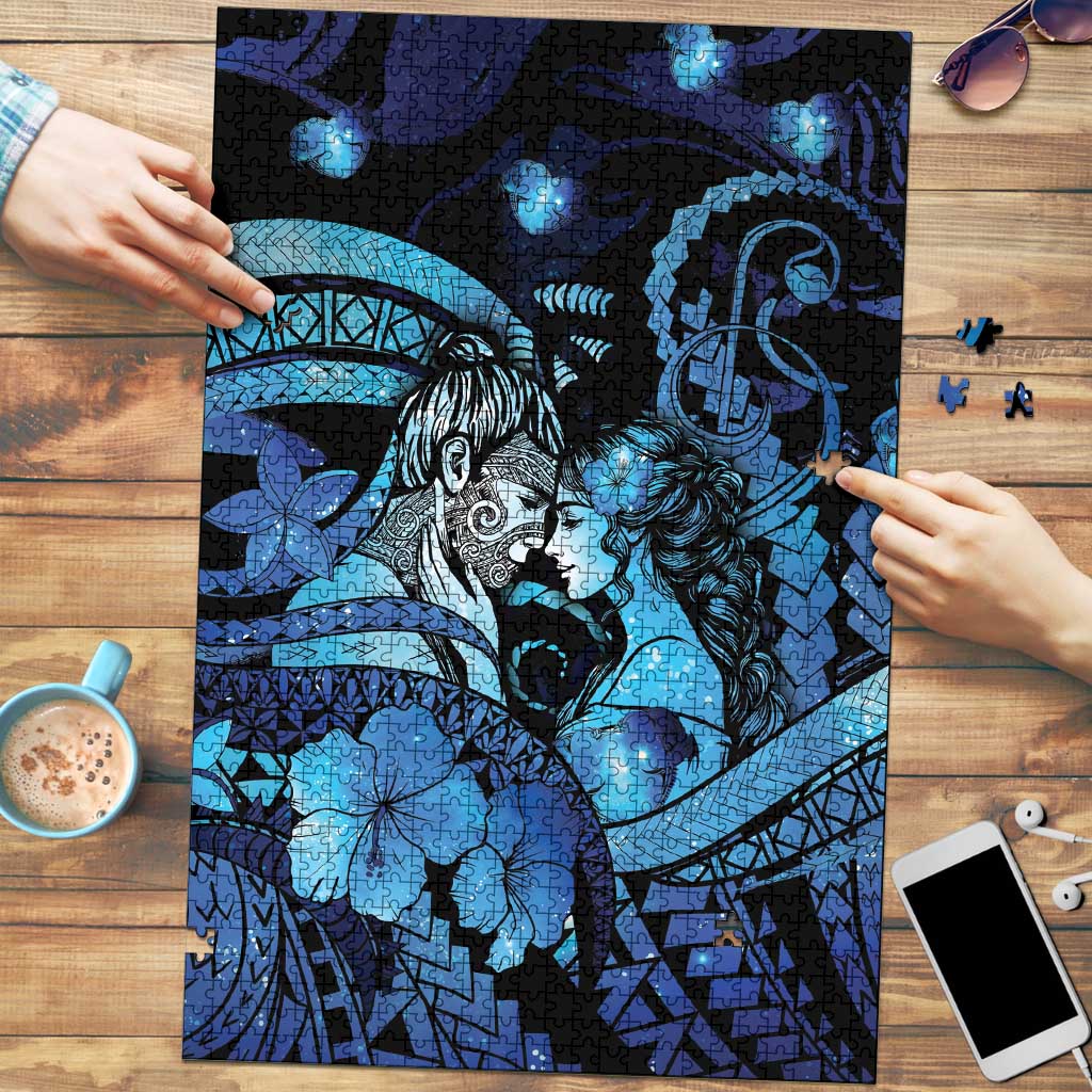 Maori Romantic Valentine Puzzle The Hongi Kiss Blue Galaxy