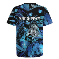 Personalised Maori Romantic Valentine Rugby Jersey The Hongi Kiss Blue Galaxy