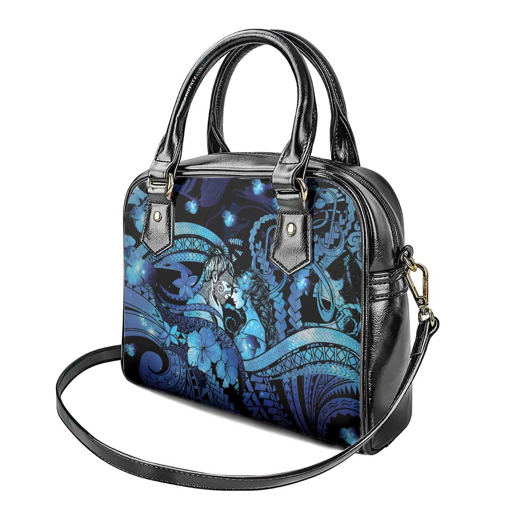 Maori Romantic Valentine Shoulder Handbag The Hongi Kiss Blue Galaxy DT05 - Polynesian Pride
