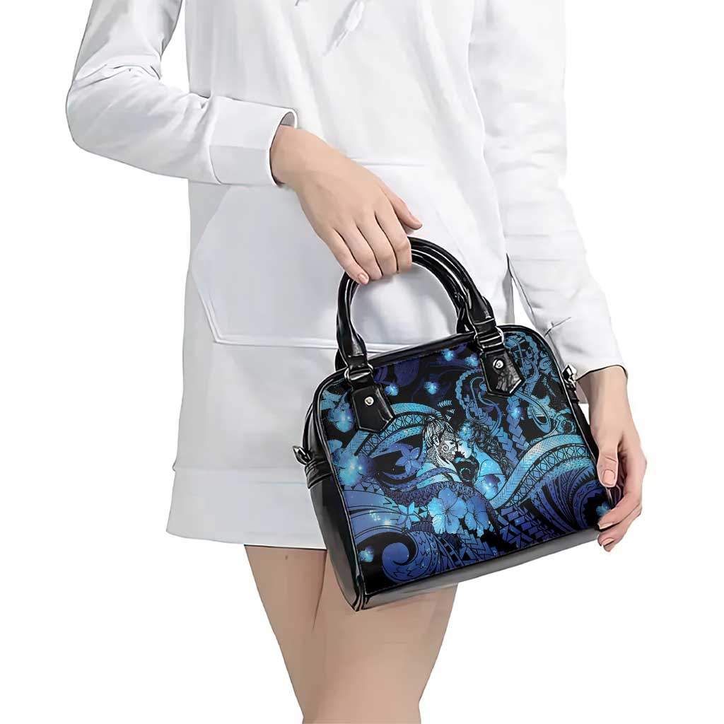 Maori Romantic Valentine Shoulder Handbag The Hongi Kiss Blue Galaxy DT05 - Polynesian Pride