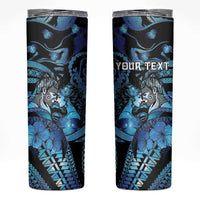 Personalised Maori Romantic Valentine Skinny Tumbler The Hongi Kiss Blue Galaxy DT05 Blue - Polynesian Pride