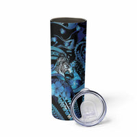 Personalised Maori Romantic Valentine Skinny Tumbler The Hongi Kiss Blue Galaxy DT05 - Polynesian Pride