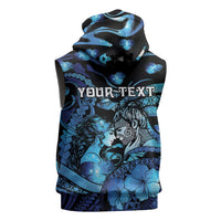 Personalised Maori Romantic Valentine Sleeveless Hoodie The Hongi Kiss Blue Galaxy DT05 - Polynesian Pride