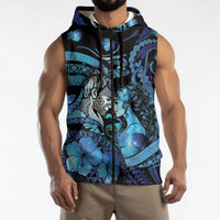 Personalised Maori Romantic Valentine Sleeveless Zip Hoodie The Hongi Kiss Blue Galaxy DT05 - Polynesian Pride