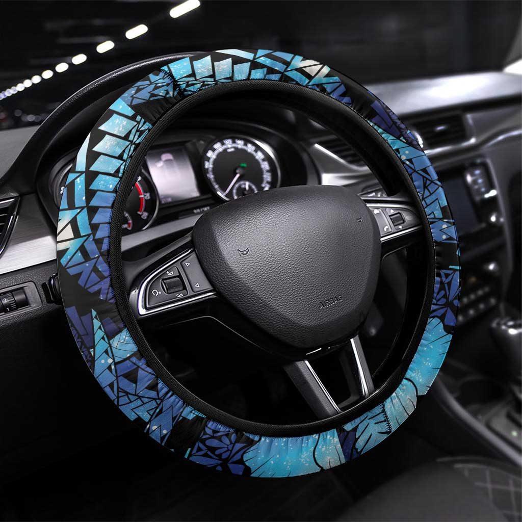 Maori Romantic Valentine Steering Wheel Cover The Hongi Kiss Blue Galaxy