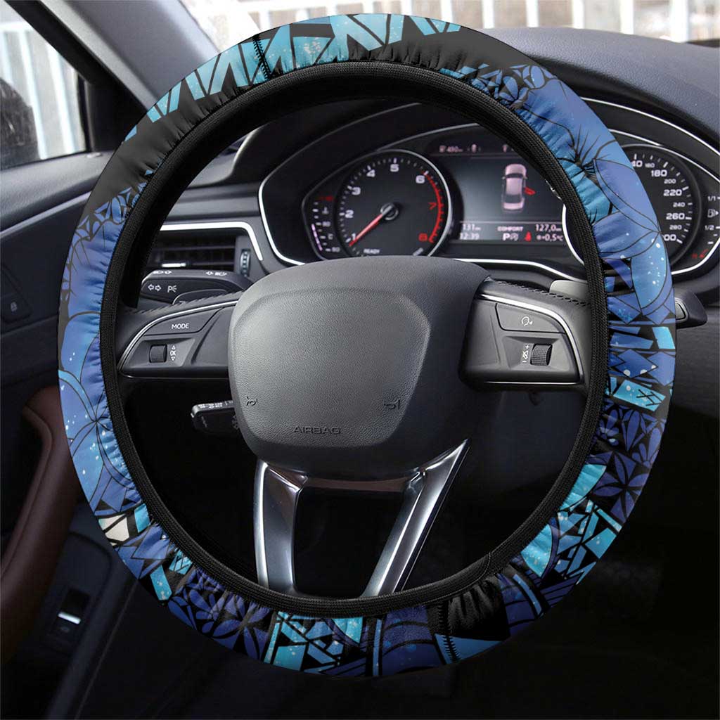 Maori Romantic Valentine Steering Wheel Cover The Hongi Kiss Blue Galaxy