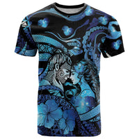 Personalised Maori Romantic Valentine T Shirt The Hongi Kiss Blue Galaxy