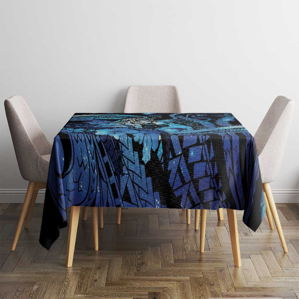 Maori Romantic Valentine Tablecloth The Hongi Kiss Blue Galaxy