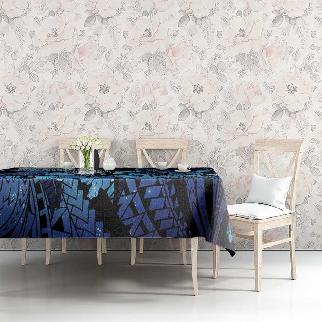 Maori Romantic Valentine Tablecloth The Hongi Kiss Blue Galaxy