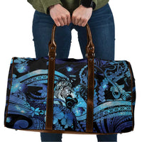 Maori Romantic Valentine Travel Bag The Hongi Kiss Blue Galaxy