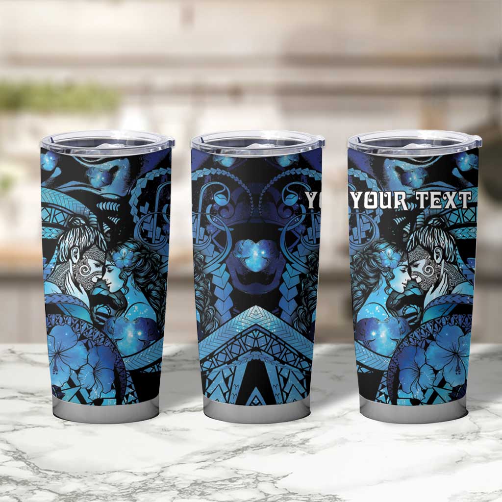 Personalised Maori Romantic Valentine Tumbler Cup The Hongi Kiss Blue Galaxy