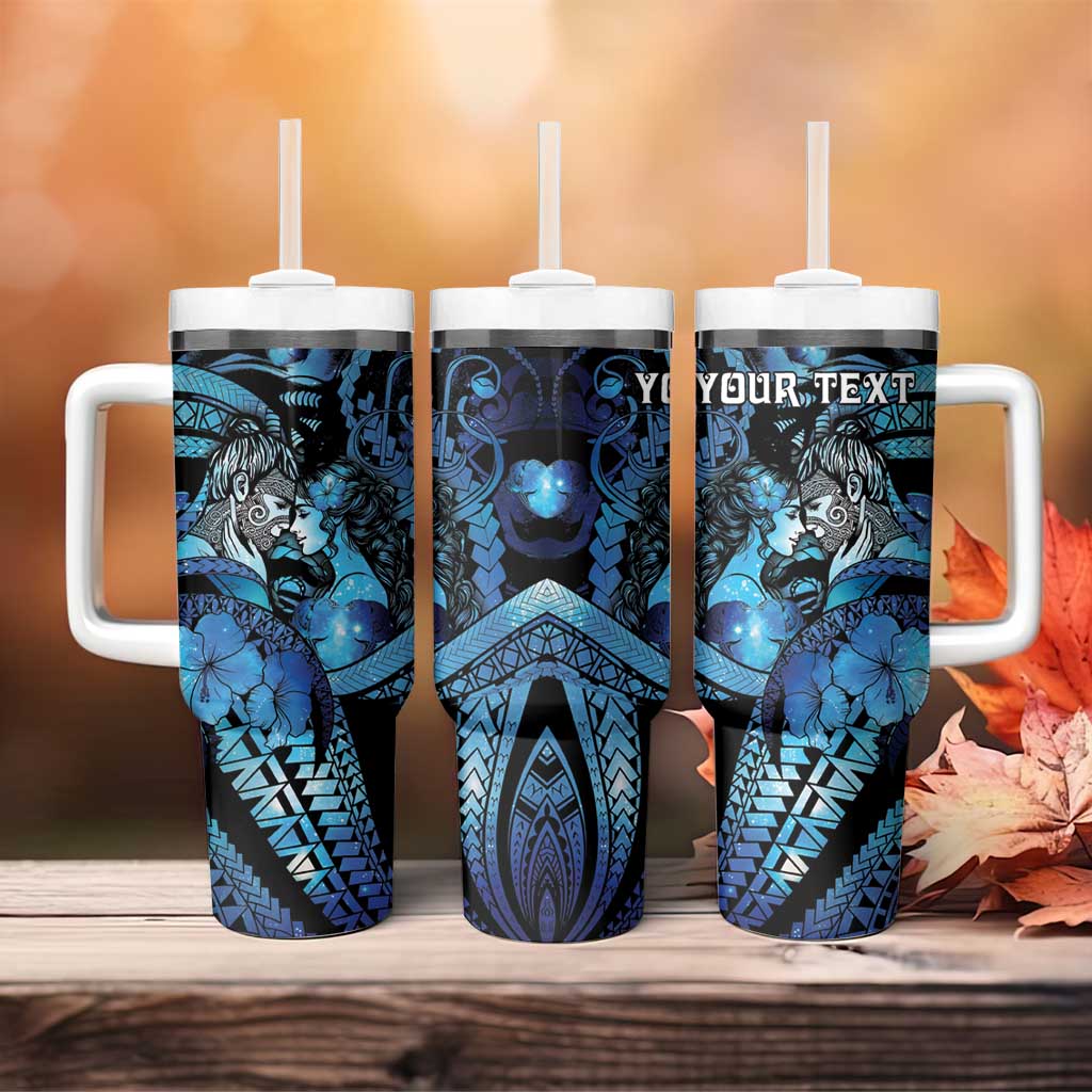 Personalised Maori Romantic Valentine Tumbler With Handle The Hongi Kiss Blue Galaxy