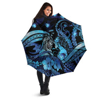 Maori Romantic Valentine Umbrella The Hongi Kiss Blue Galaxy