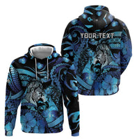Personalised Maori Romantic Valentine Zip Hoodie The Hongi Kiss Blue Galaxy DT05 - Polynesian Pride