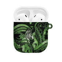 Maori Romantic Valentine AirPods Case The Hongi Kiss Green Galaxy
