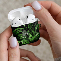 Maori Romantic Valentine AirPods Case The Hongi Kiss Green Galaxy